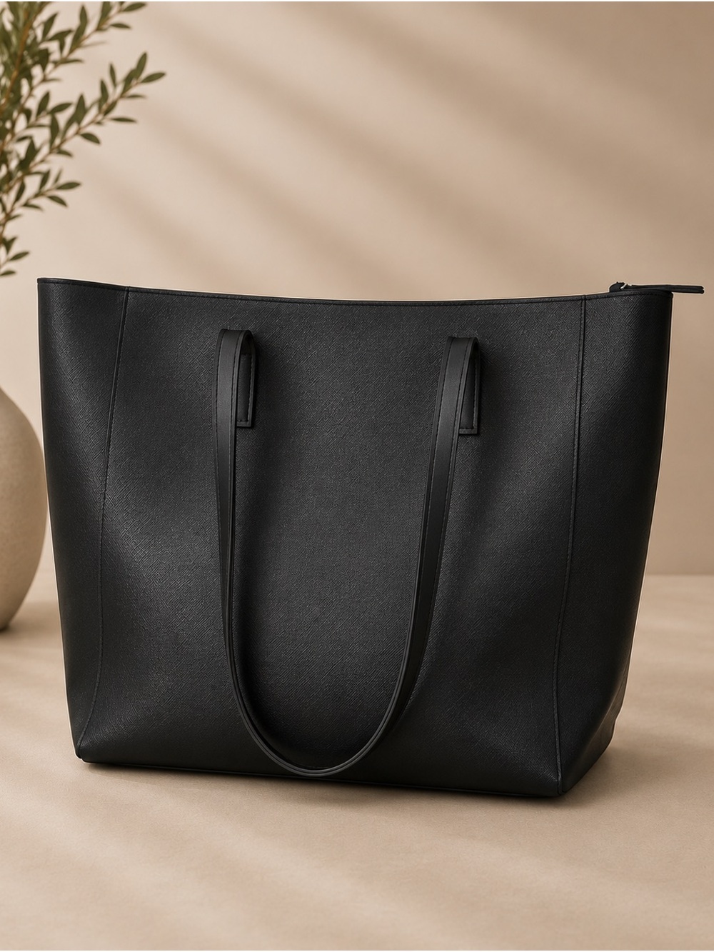 Classic Black Tote Bag - Sleek Everyday Carry - Picture 2 of 3